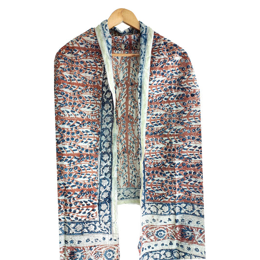 Chanderi Kalamkari Hand Block Printed Dupatta