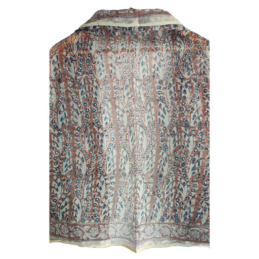 Kota Doria Kalamkari Cotton Silk Grey Colour Floral Dupatta