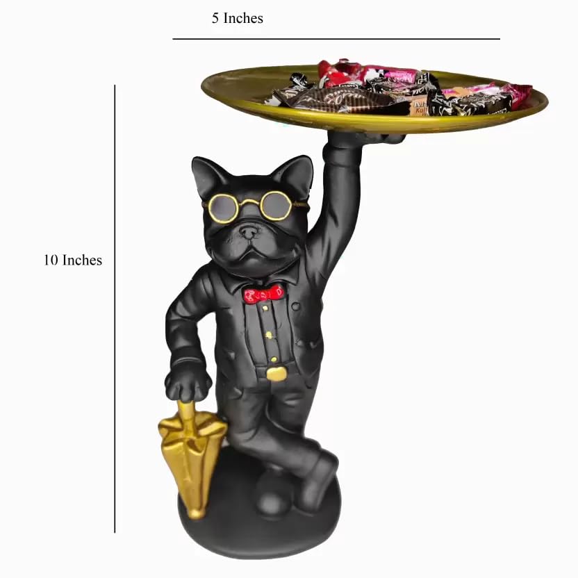 Black Cool Dog resin showpiece with gold color plate