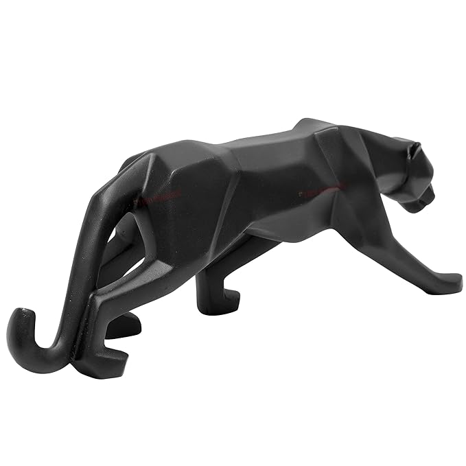 Geometrical Black Panther Jaguar sculpture
