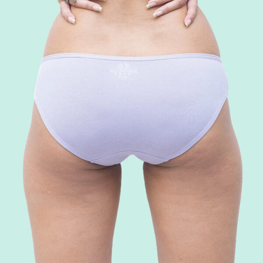 Organic Everyday Undies (Bikini) (6pc) Green Fig, Lavender Checks , Lavender