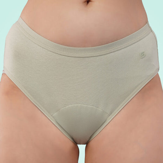 Cotton Urine Leak Panty (Hipster) (1 pc) Fig Green