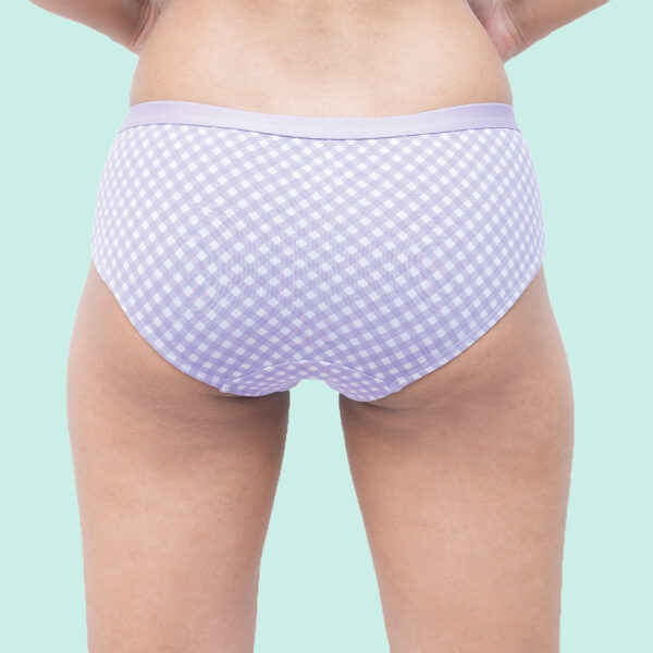 Organic Everyday Undies (Hipster) (6pc) Green Fig, Lavender Checks , Lavender