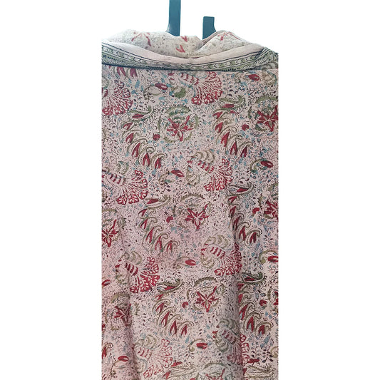 Kalamkari Block printed Hand Woven Stole with tassels