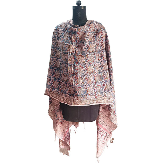 Kalamkari Block printed Hand Woven Stole with tassels
