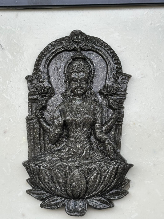 Pyrite Laxmi with Frame – Handcrafted Spiritual Figurine, 22x22 cm