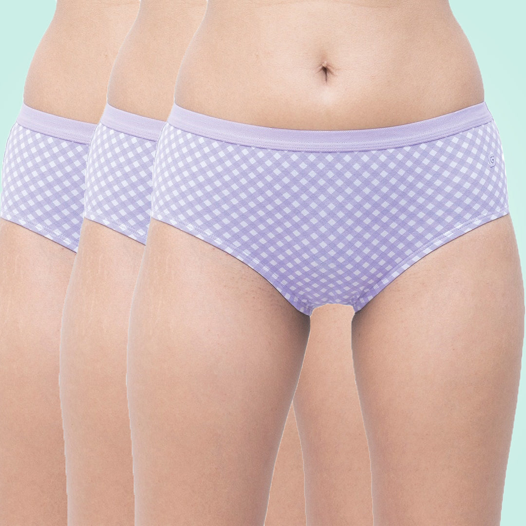 Organic Everyday Undies (Hipster) (3pc) Lavender Checks