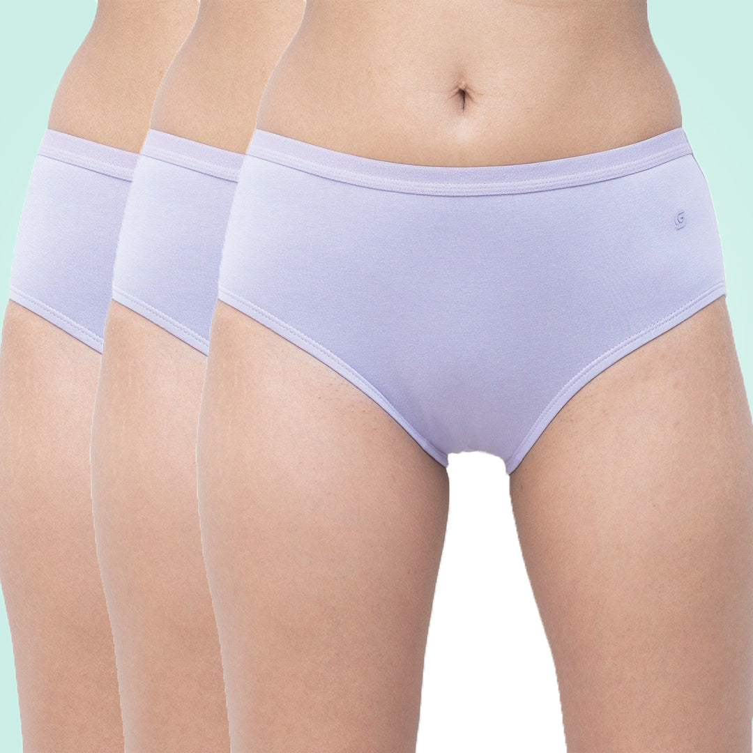 Organic Everyday Undies (Hipster) (3pc) Lavender Checks