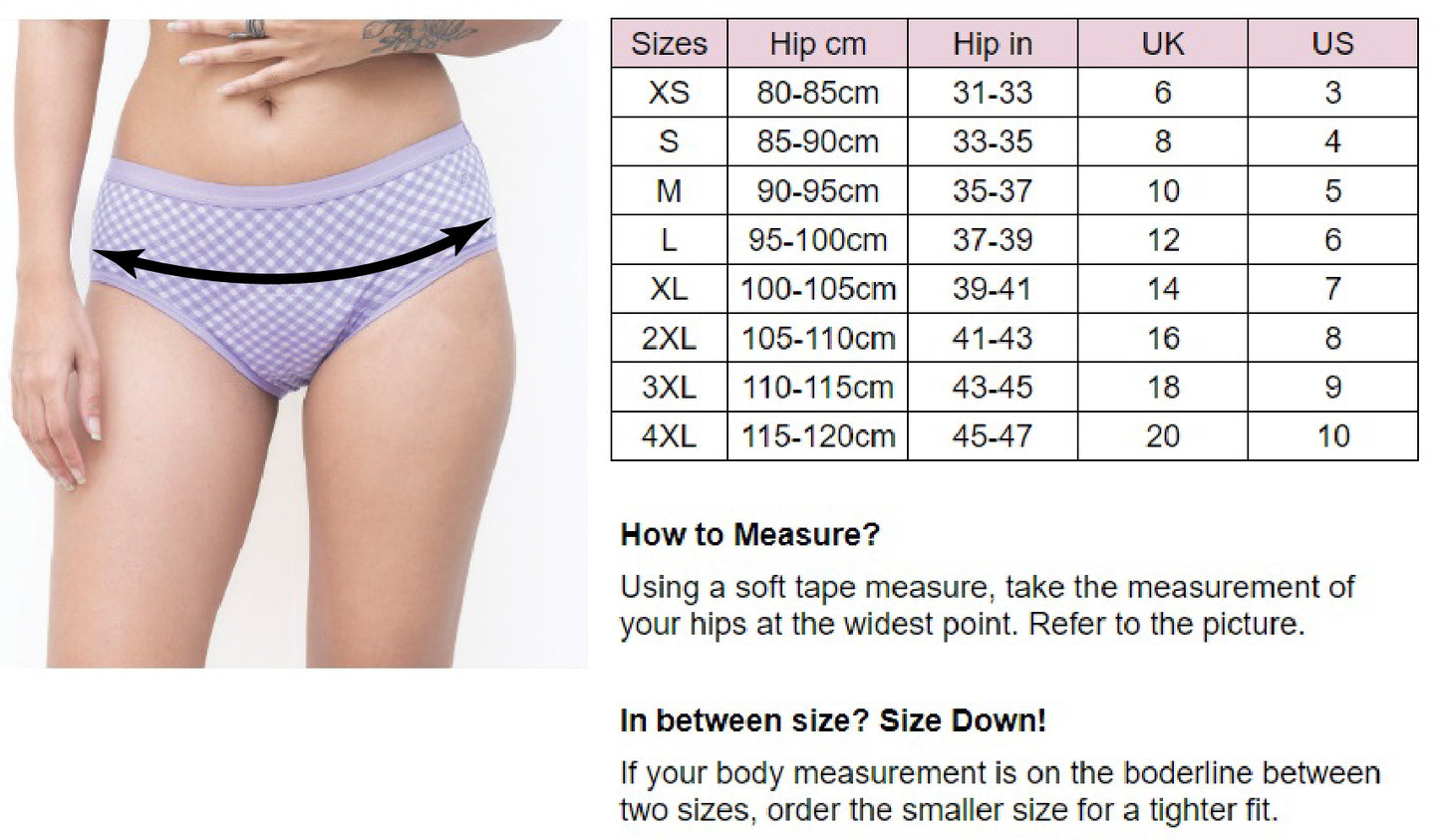 Discharge Underwear (Organic Cotton) (Hipster) Lavender Checks