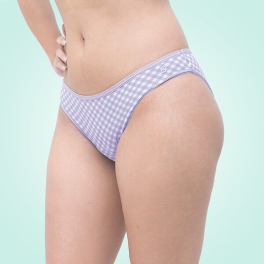 Organic Period Panty (Bikini) (1 pc) Lavender Checks