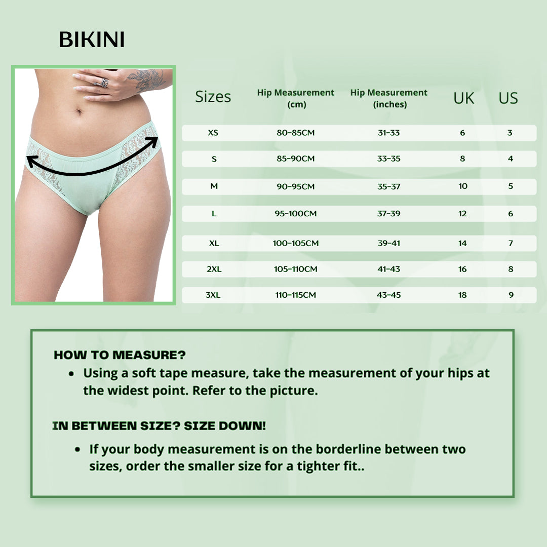 Organic Everyday Undies (Bikini) (3pc Green Fig, Lavender Checks , Lavender