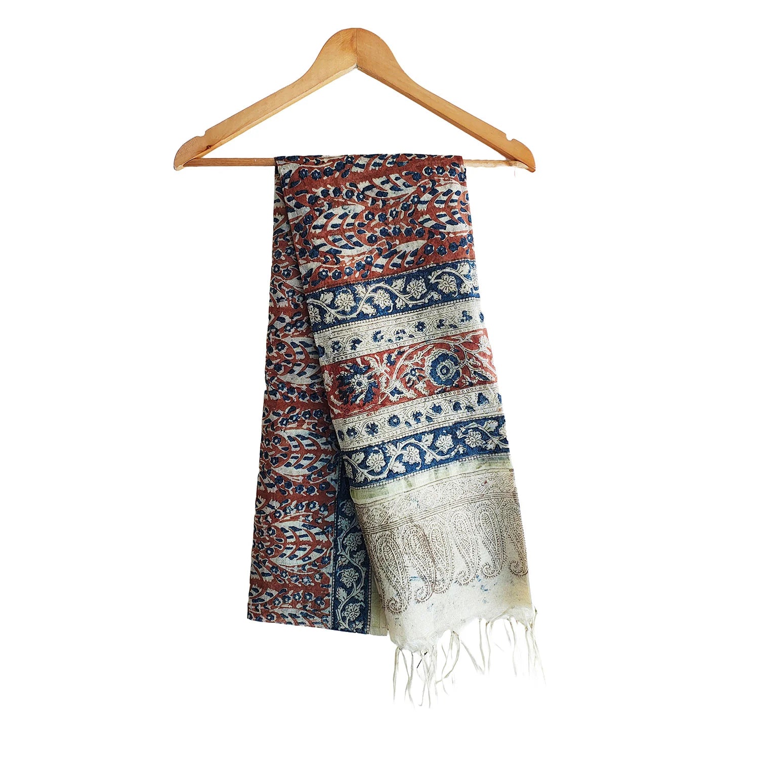 Chanderi Kalamkari Hand Block Printed Dupatta