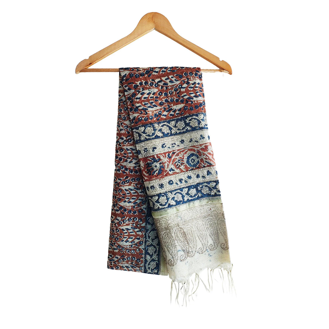 Chanderi Kalamkari Hand Block Printed Dupatta
