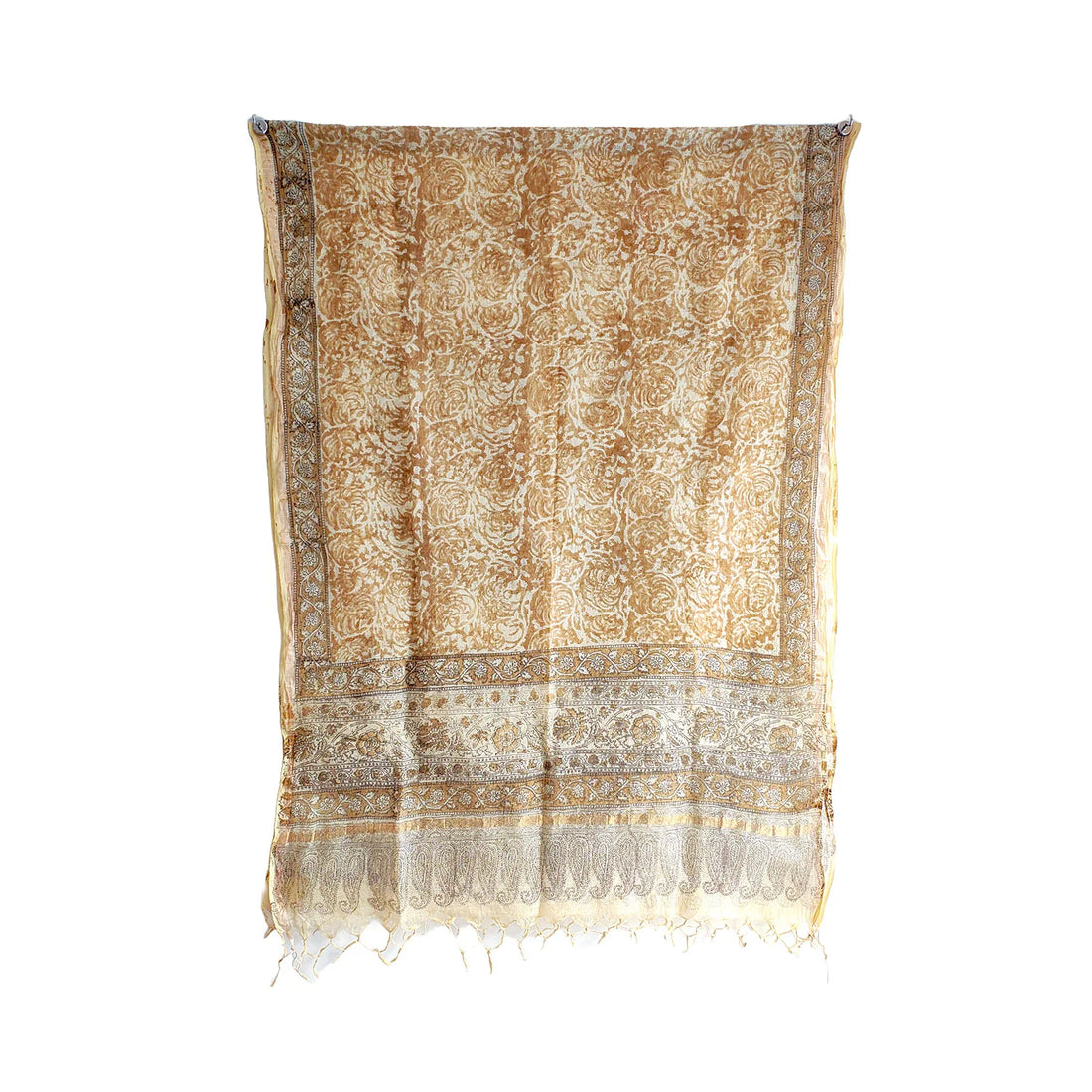 Kota Doria Kalamkari Cotton Silk Blue Colour Floral Dupatta