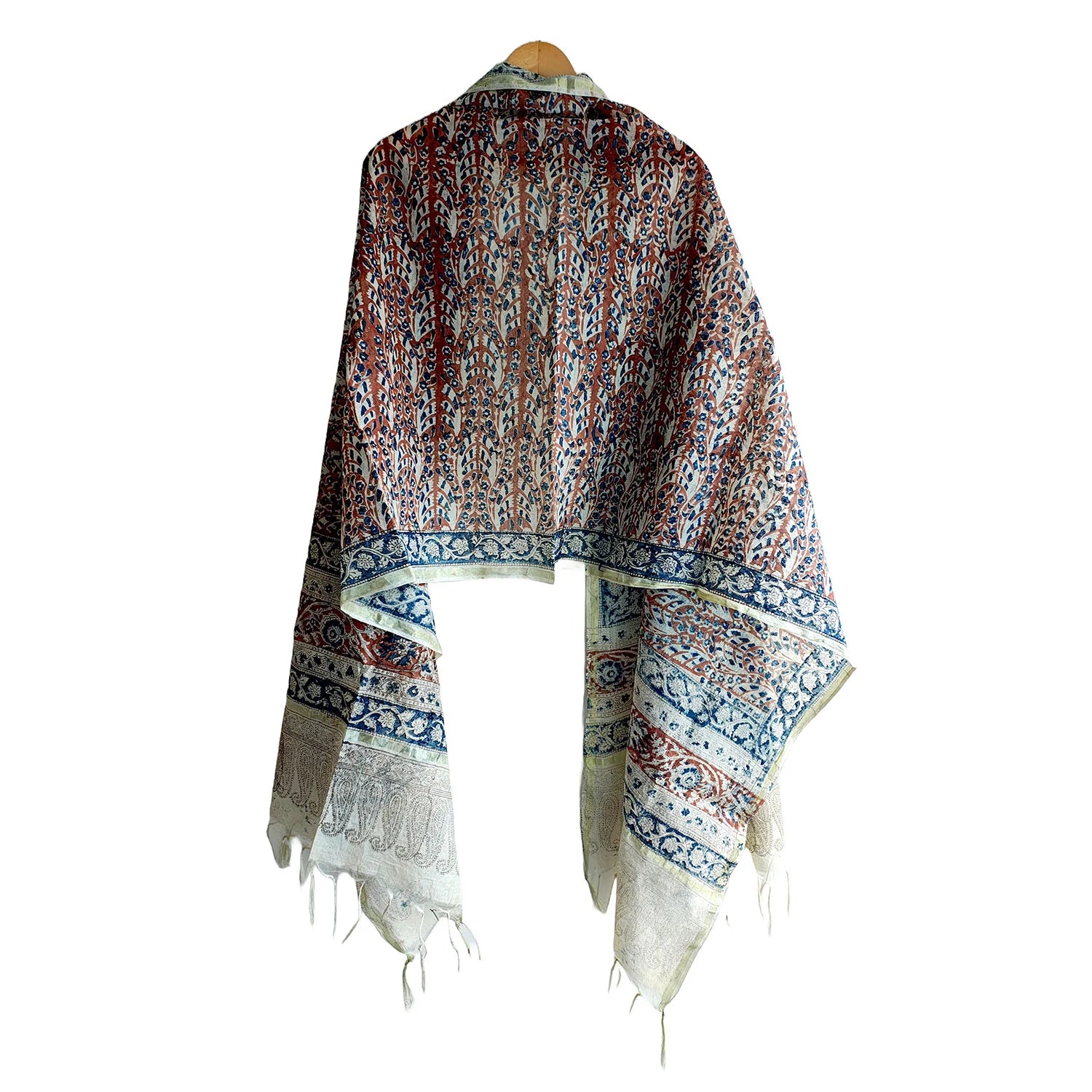 Chanderi Kalamkari Hand Block Printed Dupatta