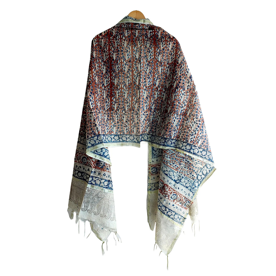 Chanderi Kalamkari Hand Block Printed Dupatta