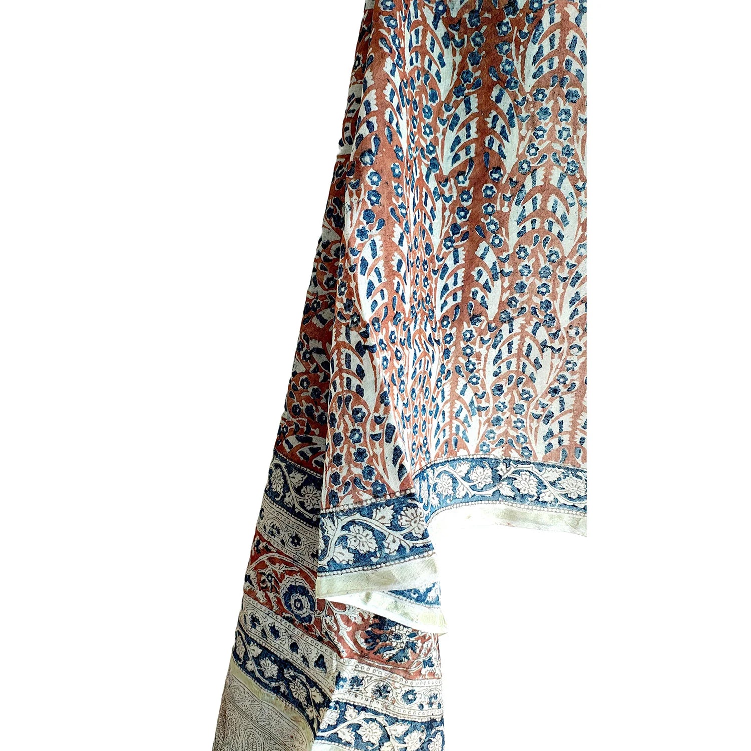 Chanderi Kalamkari Hand Block Printed Dupatta