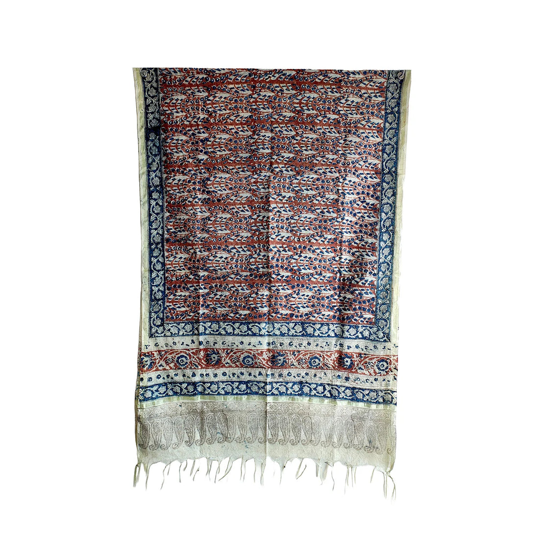 Chanderi Kalamkari Hand Block Printed Dupatta