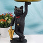 Black Cool Dog resin showpiece with gold color plate