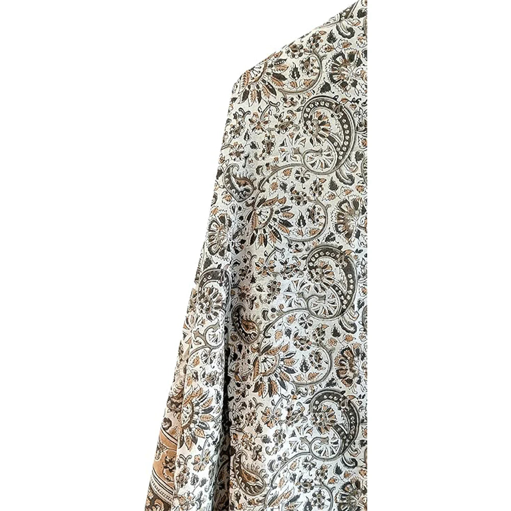 Kalamkari Vegetable Mustard Color Hand Block Print Pure Cotton Dupatta