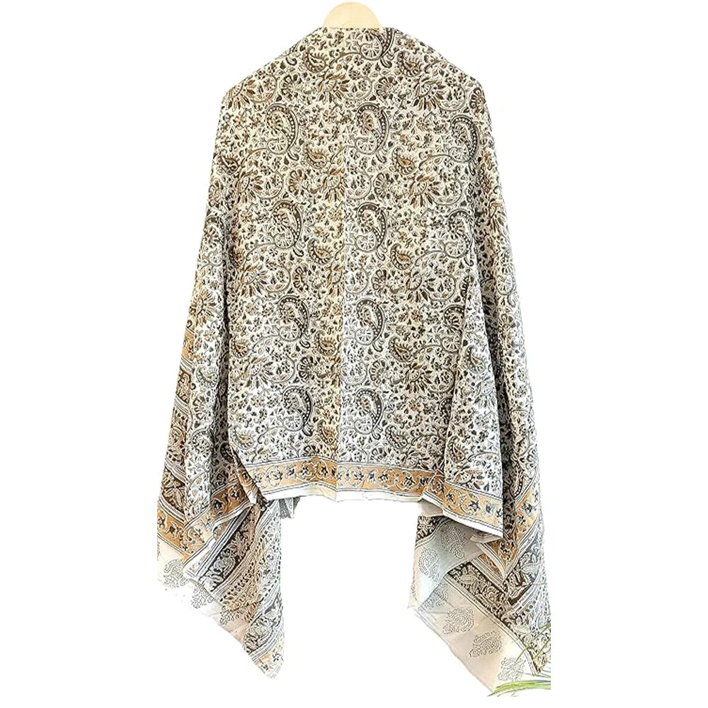 Kalamkari Vegetable Mustard Color Hand Block Print Pure Cotton Dupatta