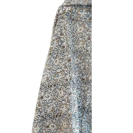 Kalamkari Vegetable Mustard Color Hand Block Prin Pure Cotton Dupatta (Grey color)