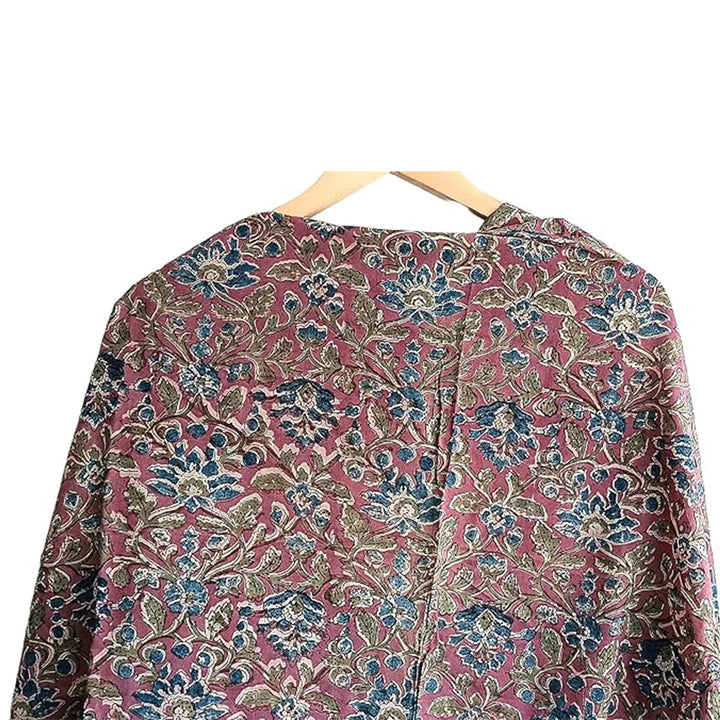 Kalamkari Hand Block printed Orange Colour with Floral Pattern Stoles Scarves Dupattas (Pale mauve