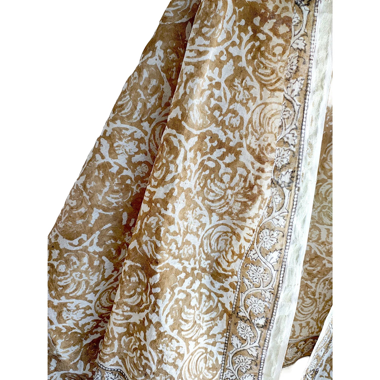 Kota Doria Kalamkari Cotton Silk Dark Blue Colour Floral Dupatta