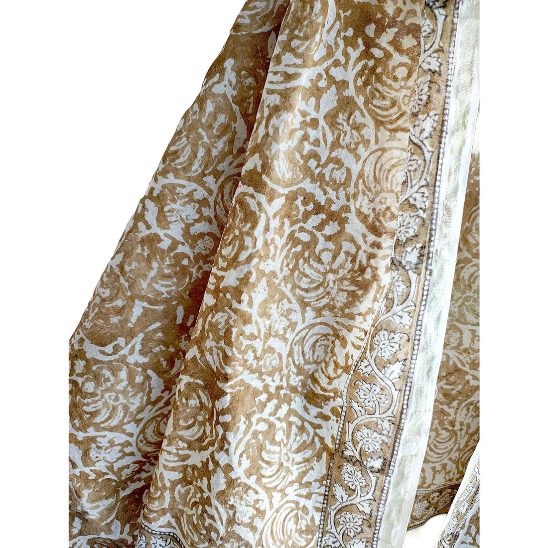 Kota Doria Kalamkari Cotton Silk Dark Blue Colour Floral Dupatta