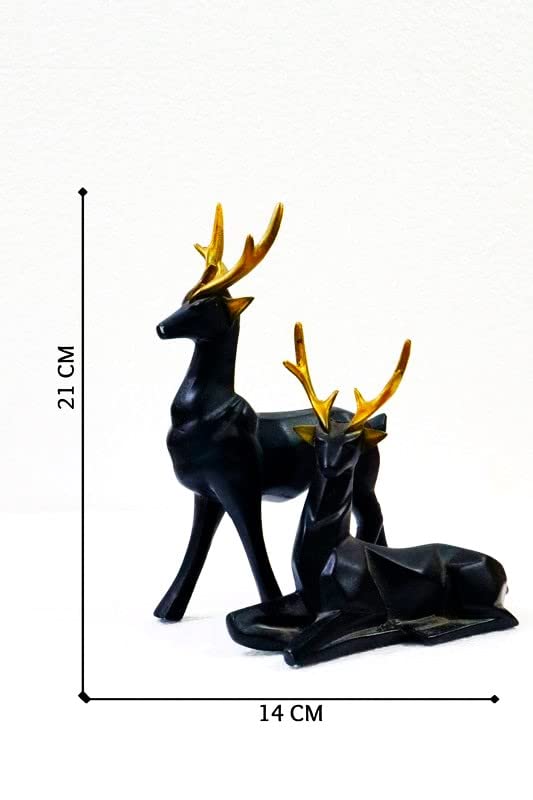 Set of 2 black deer showpieces for home and office décor, elegant addition.