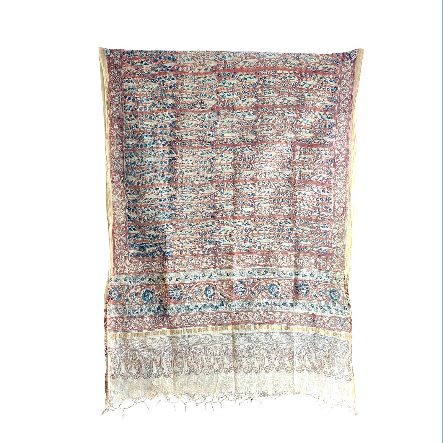 Kota Doria Kalamkari Cotton Silk Grey Colour Floral Dupatta