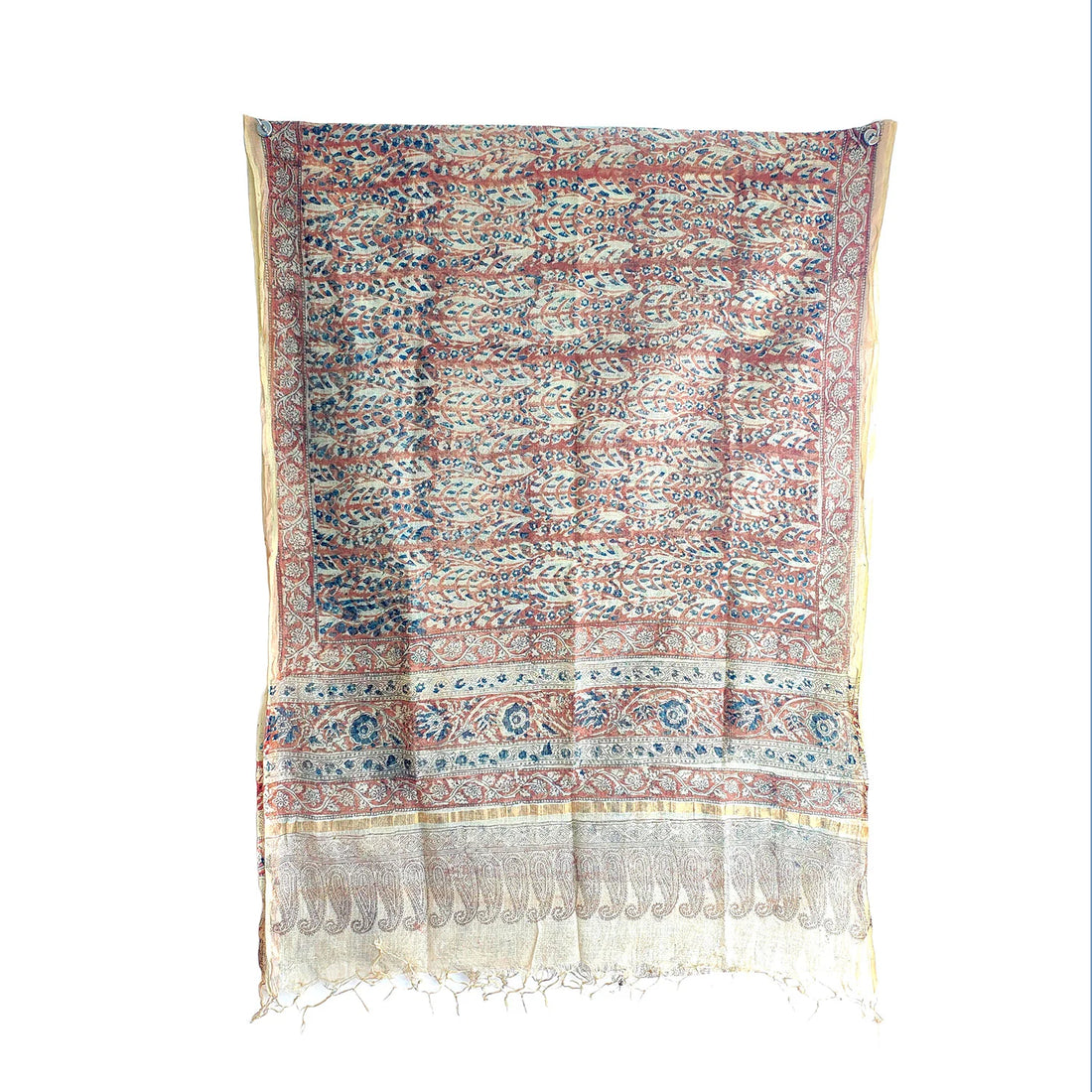 Kota Doria Kalamkari Cotton Silk Grey Colour Floral Dupatta