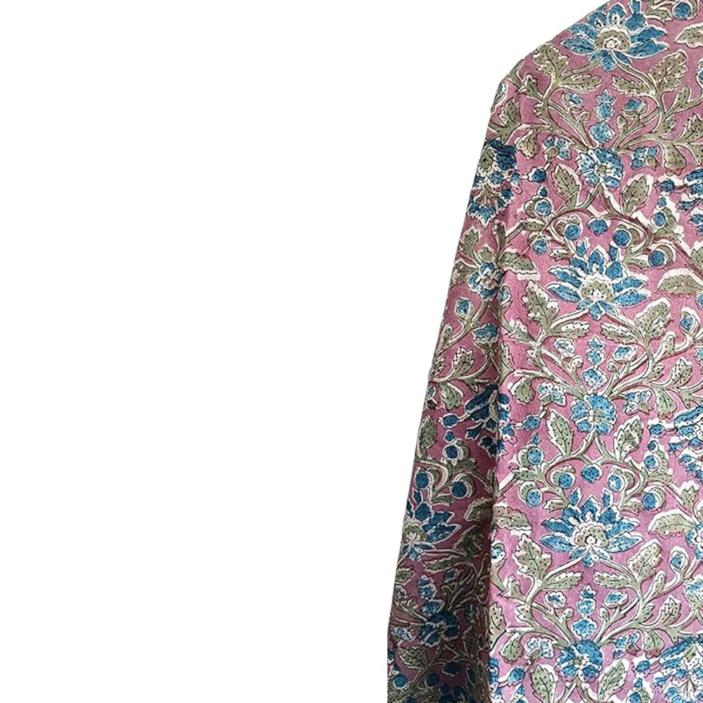 Kalamkari Hand Block printed Orange Colour with Floral Pattern Stoles Scarves Dupattas (Pale mauve