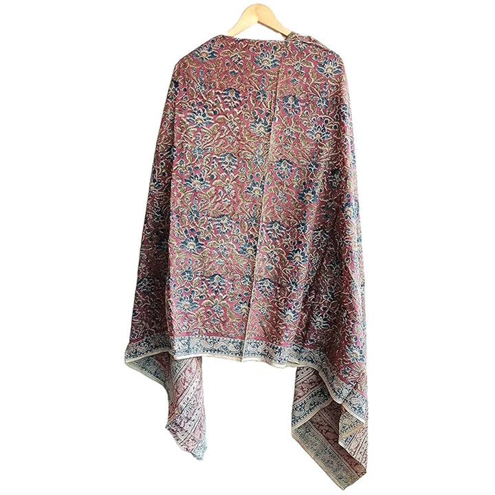 Kalamkari Hand Block printed Orange Colour with Floral Pattern Stoles Scarves Dupattas (Pale mauve