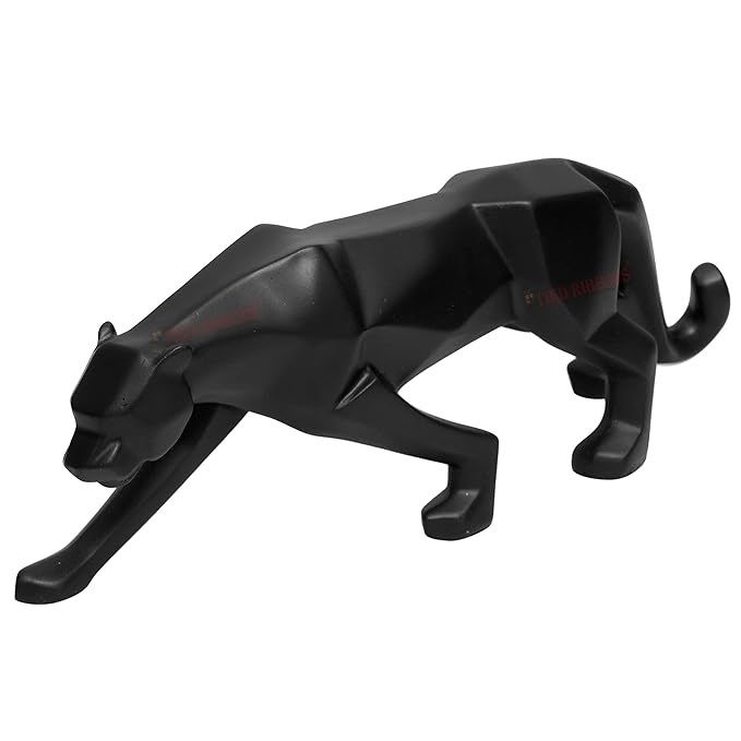 Geometrical Black Panther Jaguar sculpture