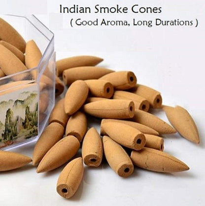 Ganesha Smoke Backflow Cone Incense Holder with 20 Cones Decorative Showpiece – 12.5 cm (Polyresin, Blue, Brown)