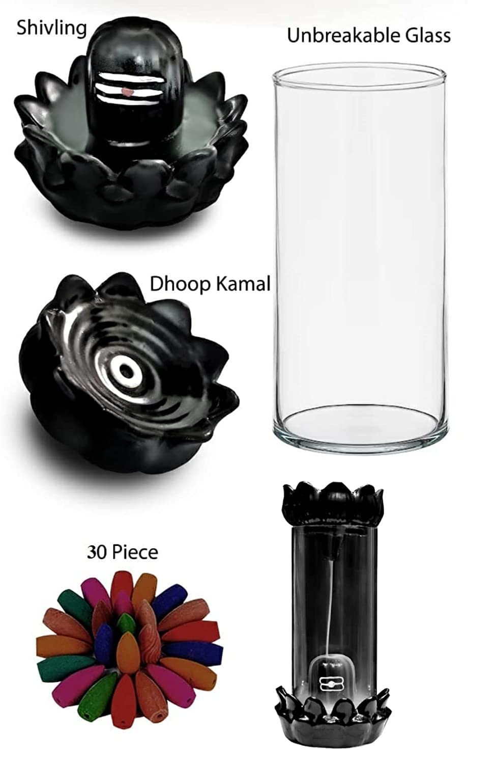 Shivling Cylinder Glass Backflow Smoke Fountain