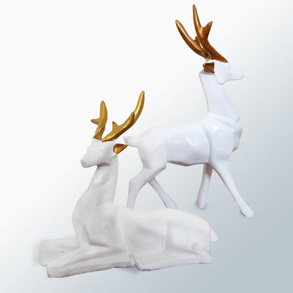 Set of 2 black deer showpieces for home and office décor, elegant addition.