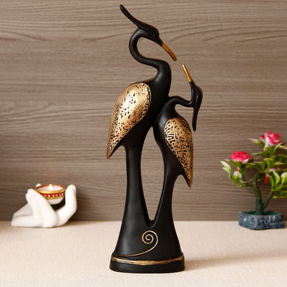 Black Loving Swan Couple Handcrafted Polyresin Decorative Showpiece