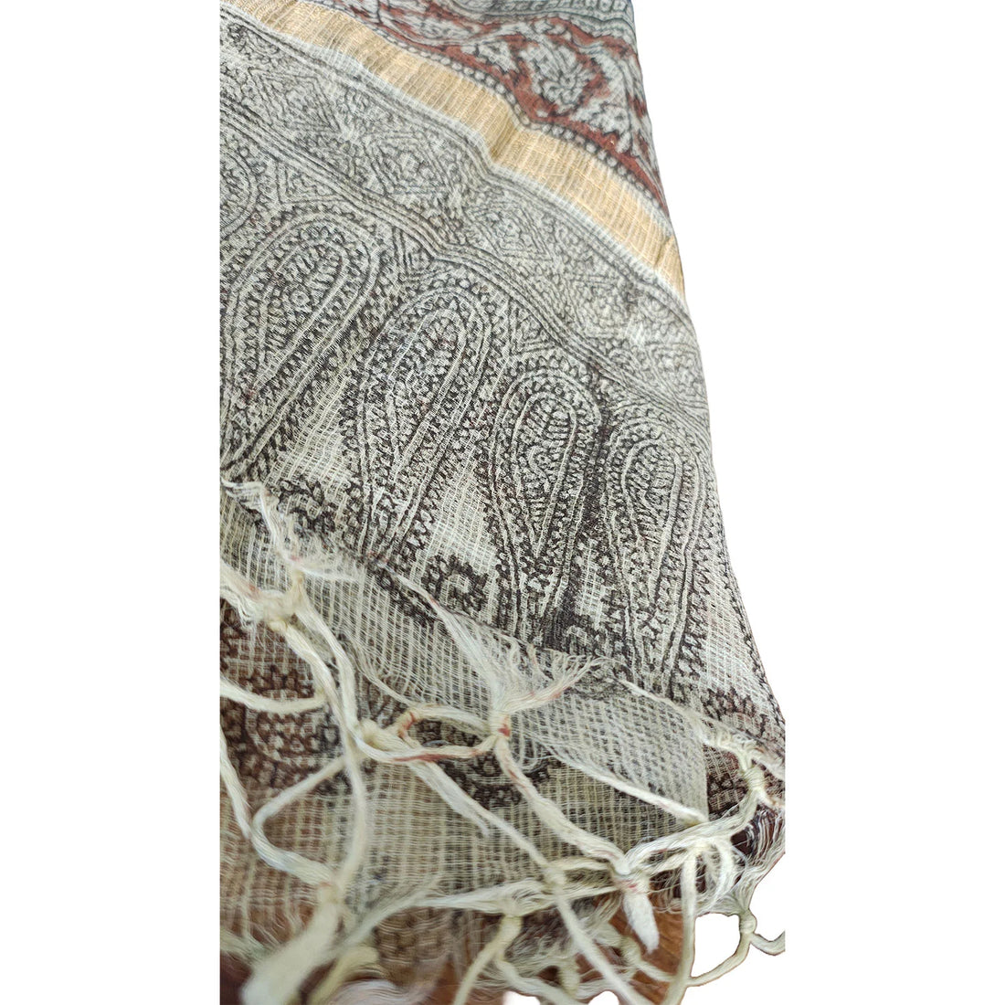 Kota Doria Kalamkari Cotton Silk Blue Colour Floral Dupatta