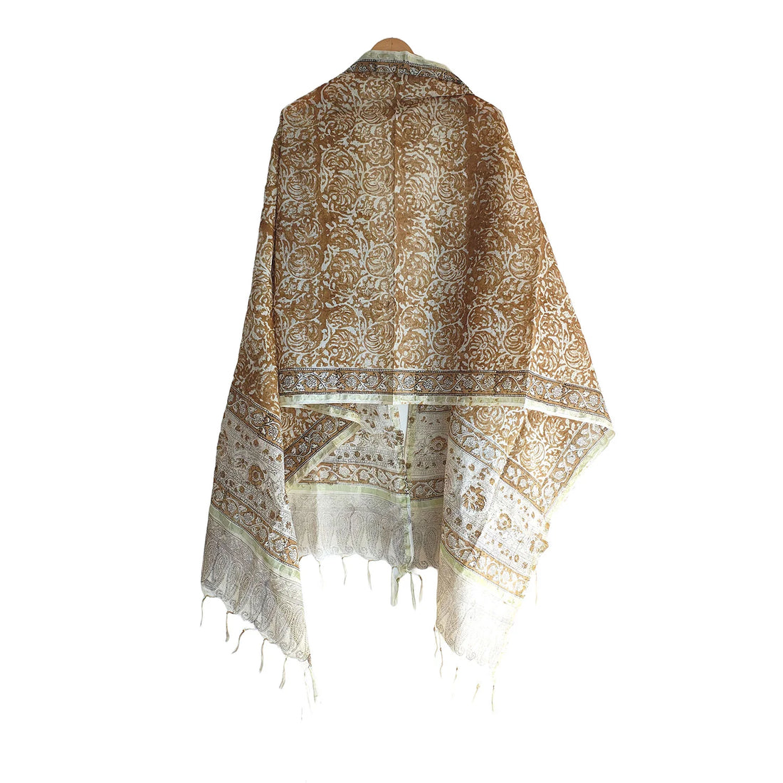 Kota Doria Kalamkari Cotton Silk Dark Blue Colour Floral Dupatta