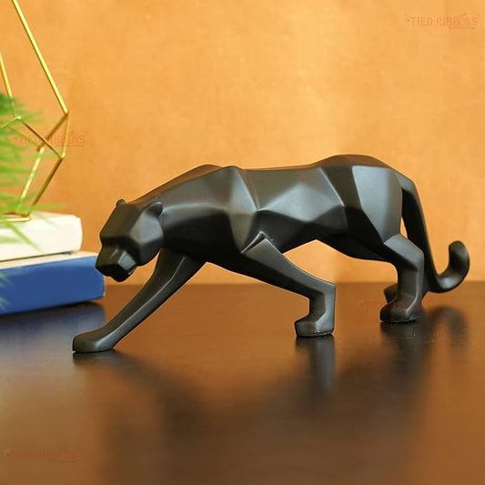 Geometrical Black Panther Jaguar sculpture