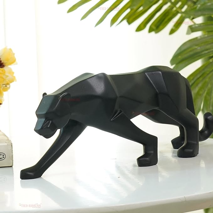 Geometrical Black Panther Jaguar sculpture