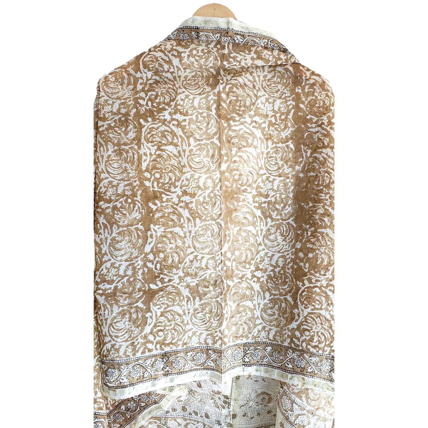 Kota Doria Kalamkari Cotton Silk Dark Blue Colour Floral Dupatta