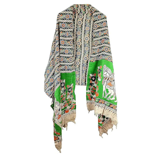 Kalamkari Pure Silk Diyya Design Natural Hand Block Printed Atomic Tangerine
