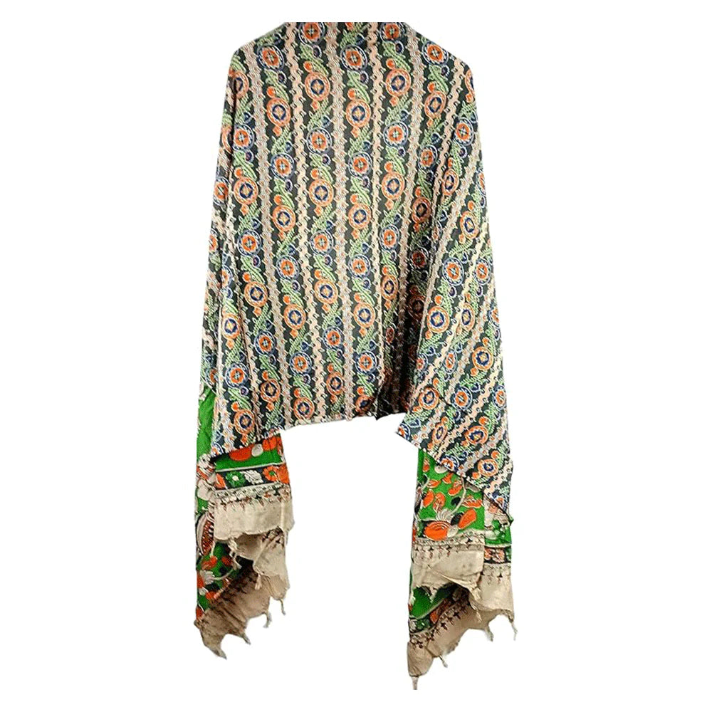 Kalamkari Pure Silk Diyya Design Natural Hand Block Printed Atomic Tangerine