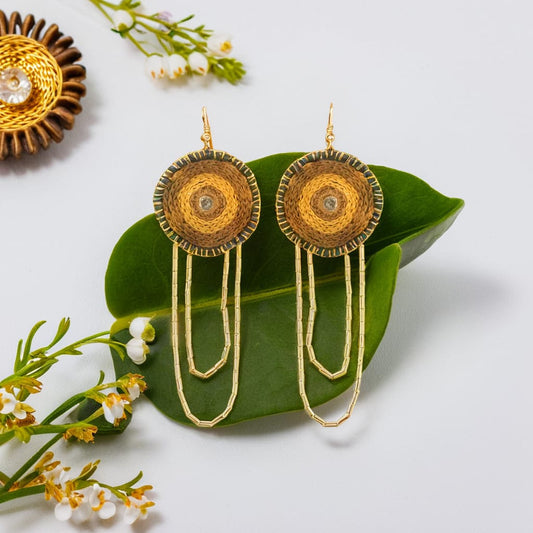Bronze Bliss Earrings – Handcrafted Crochet & Beadwork
