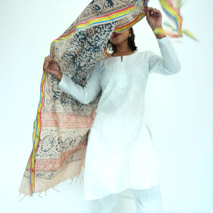 Women's Kalamkari Cotton Silk Rainbow Dupatta