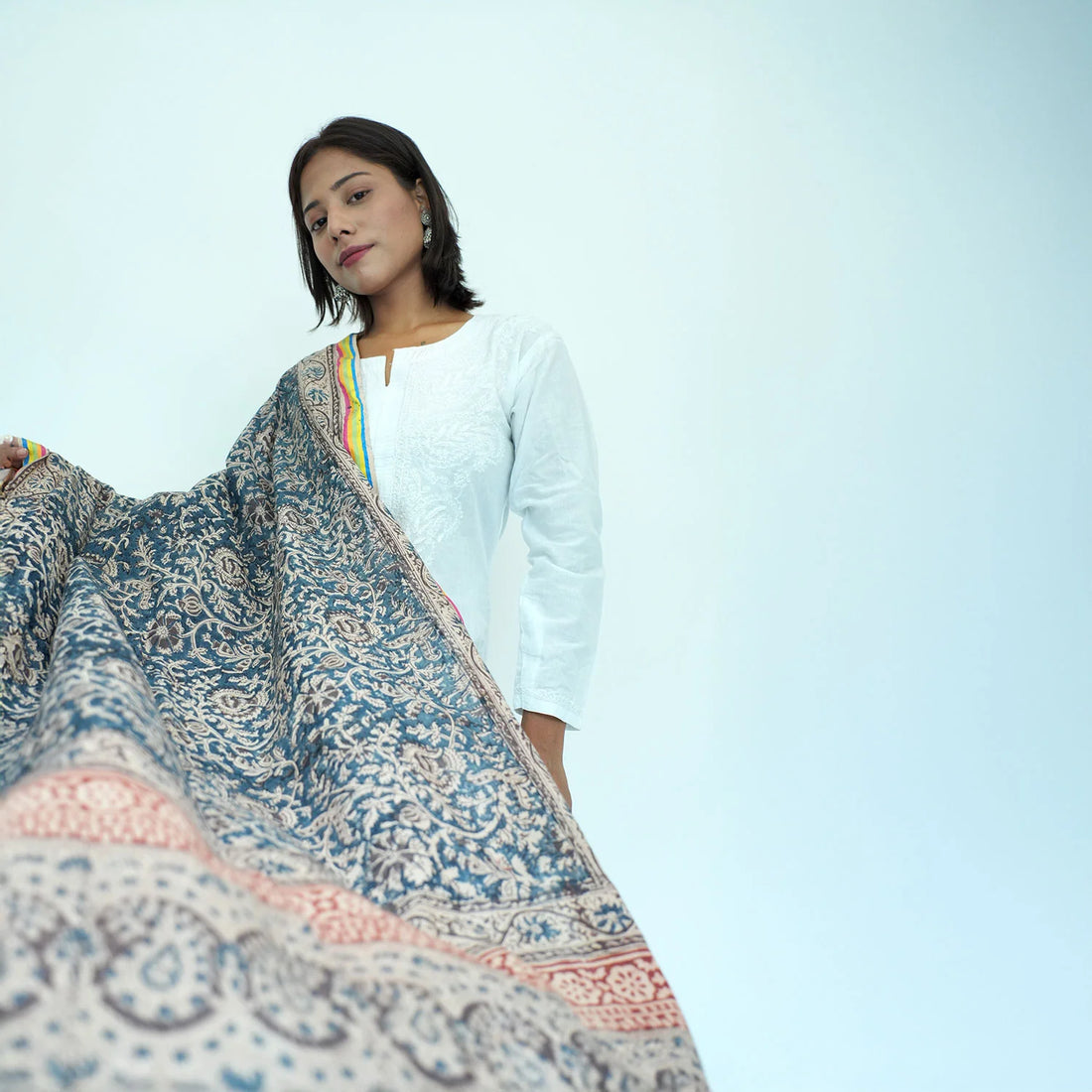 Women's Kalamkari Cotton Silk Rainbow Dupatta