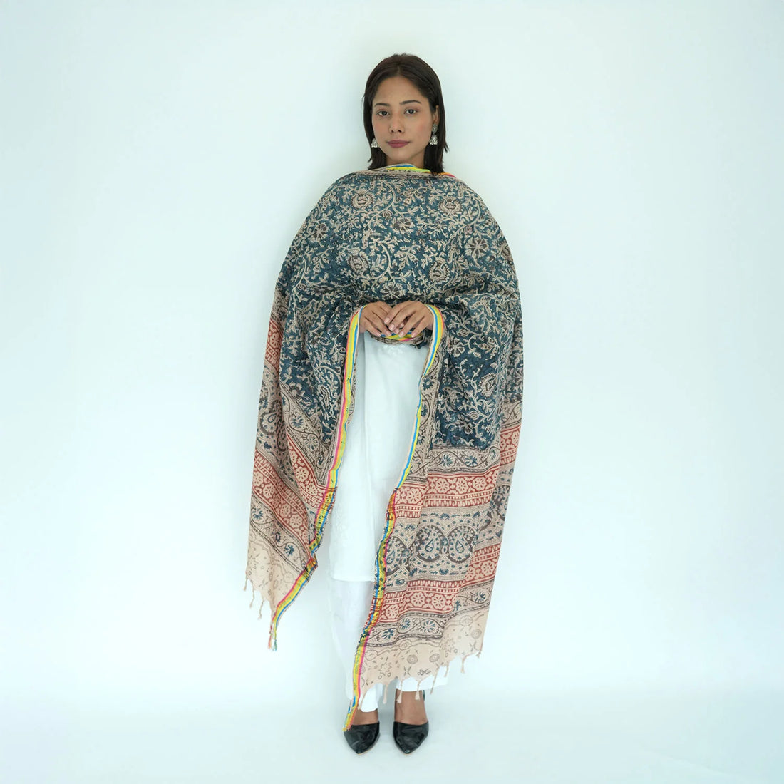 Women's Kalamkari Cotton Silk Rainbow Dupatta